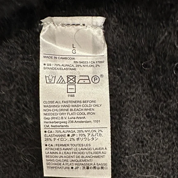 Banana Republic Fair Isles Black and Tan Patterned Alpaca Cardigan Sz L - Picture 9 of 10